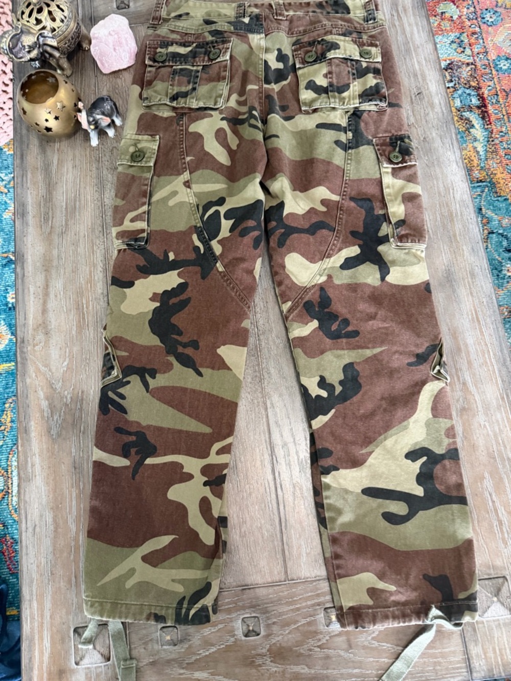 Camo Cargo Pants - Green Brown Black - Picture 4 of 15